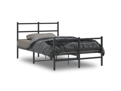 Kovový rám postele s hlavovým a nožním čelem černý 120 x 200 cm 355381