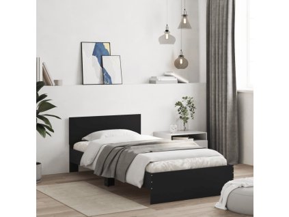 Rám postele s čelem černý 100 x 200 cm kompozitní dřevo 838618