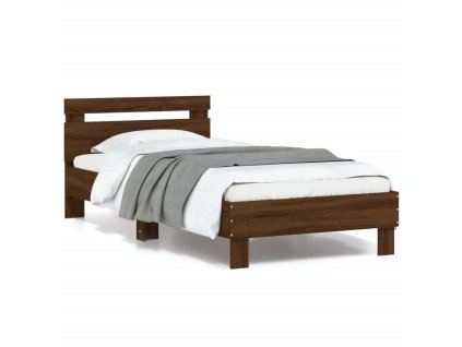 Rám postele s čelem a LED osvětlením hnědý dub 90 x 190 cm 838749