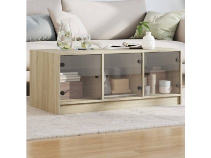 Konferenční stolek se skleněnými dvířky dub sonoma 102x50x42 cm 836415
