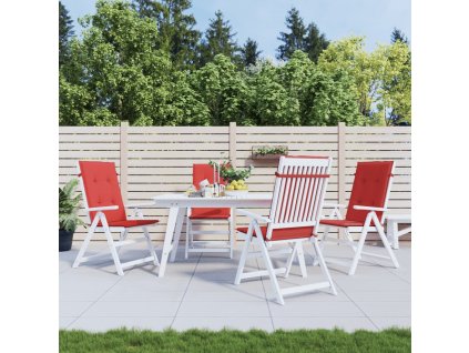 Podušky na židli vysoké opěradlo 4 ks červené 120x50x3cm textil 43188