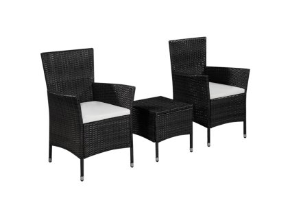 3dílný bistro set polyratan černý 44094