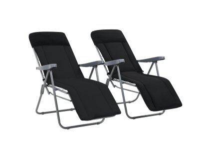 Skládací zahradní židle s poduškami 2 ks černé 44319
