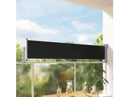 Zatahovací boční markýza / zástěna na terasu 60 x 300 cm černá 48352
