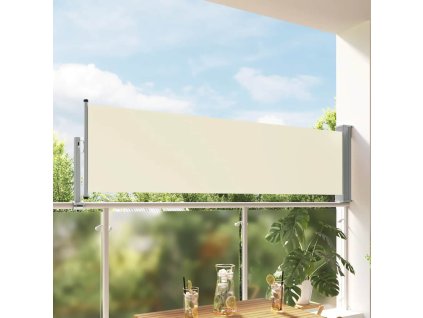 Zatahovací boční markýza / zástěna na terasu 80x300 cm krémová 48359