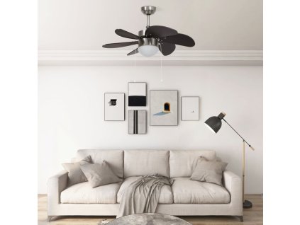 Stropní ventilátor se světlem 76 cm tmavě hnědý 51488