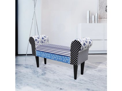 Patchworková lavice modrá a bílá
