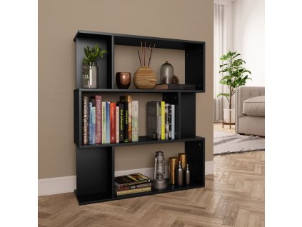Knihovna / dělicí stěna černá 80 x 24 x 96 cm kompozitní dřevo 800082