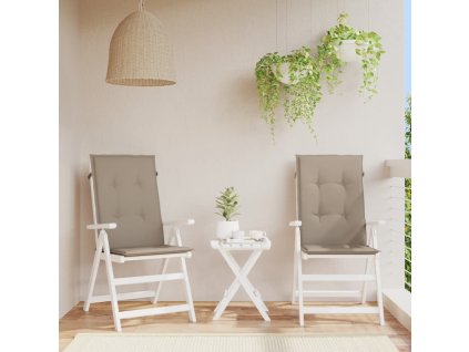 Podušky na židli vysoké opěradlo 2 ks taupe 120x50x3 cm textil 47540
