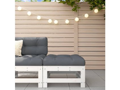 Zahradní podnožka s poduškou bílá masivní borové dřevo 825668