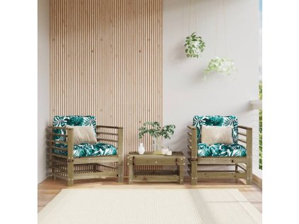 Zahradní židle s poduškami 2 ks impregnovaná borovice 825680