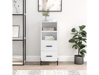 Příborník bílý s vysokým leskem 34,5x34x90 cm kompozitní dřevo 828678