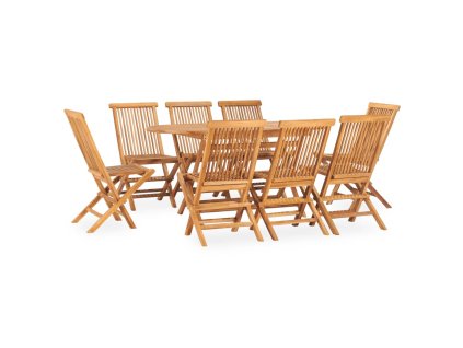 9dílný skládací zahradní jídelní set masivní teakové dřevo 3059969