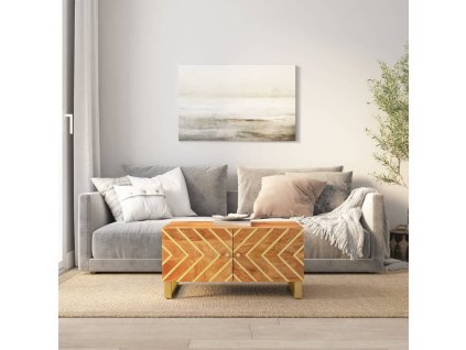 Konferenční stolek hnědý a černý 80x50x40 cm masivní mangovník 356788