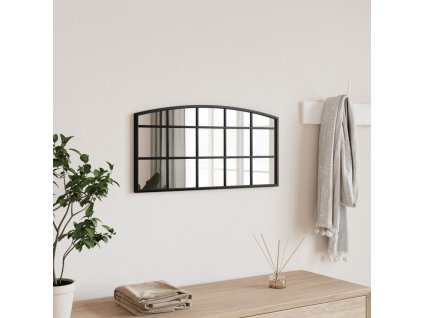 Nástěnné zrcadlo černé 60 x 30 cm oblouk železo 358636