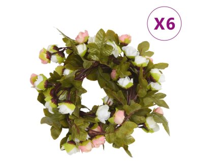 Vánoční květinové girlandy 6 ks champagne 215 cm 359059