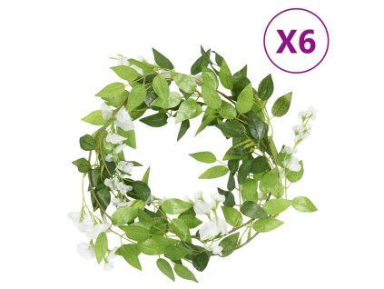 Vánoční květinové girlandy 6 ks bílé 200 cm 359071
