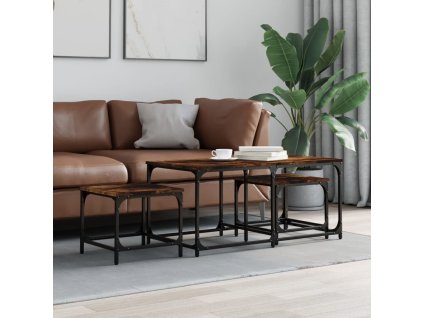 Hnízdové konferenční stolky 3 ks kouřový dub kompozitní dřevo 835391