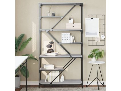 Knihovna šedá sonoma 91 x 36 x 176 cm kompozitní dřevo a ocel 835417