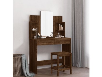 Toaletní stolek se zrcadlem hnědý dub 96 x 39 x 142 cm 837581