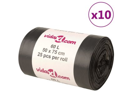 Pytle na odpadky 250 ks černé 60 l 155339