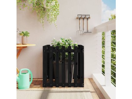 Zahradní truhlík plotový design černý 70x70x70cm masiv borovice 832464