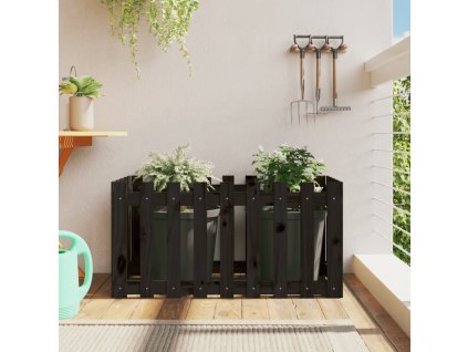 Vyvýšený záhon plotový design černý 100x50x50 cm masiv borovice 832479
