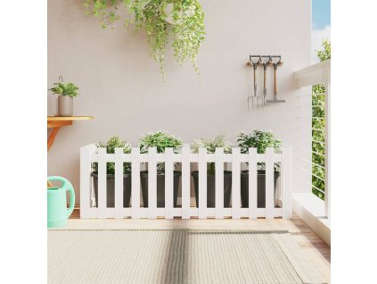 Vyvýšený záhon plotový design bílý 150x50x50 cm masiv borovice 832493