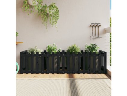 Vyvýšený záhon plotový design černý 200x50x50 cm masiv borovice 832509