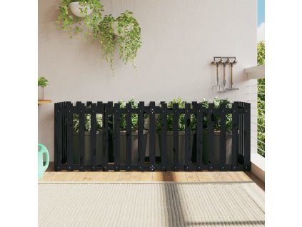 Vyvýšený záhon plotový design černý 200x50x70 cm masiv borovice 832514