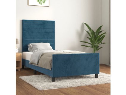 Rám postele bez matrace tmavě modrý 100x200 cm samet 3125804