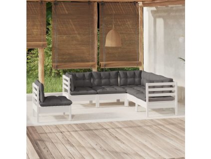 5dílná zahradní sedací souprava s poduškami bílá borovice 3096407