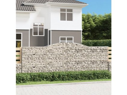 Klenutý gabionový koš 400 x 50 x 140/160 cm pozinkované železo 153537