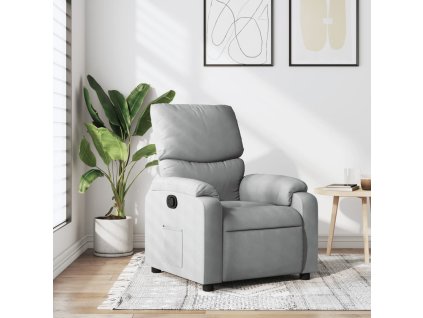 Polohovací křeslo světle šedé textil 373410