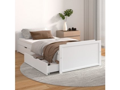 Rám postele se zásuvkami bílý masivní borové dřevo 90 x 200 cm 322160