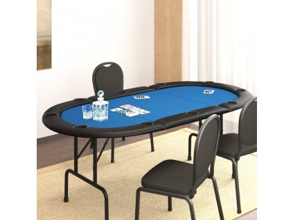 Skládací deska na poker pro 10 hráčů modrá 206 x 106 x 75 cm