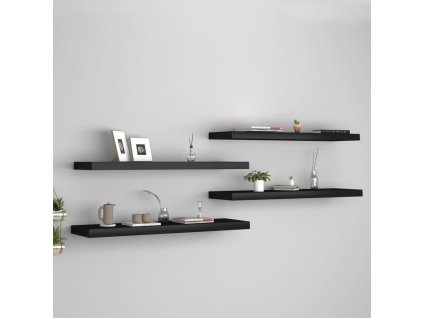 Plovoucí nástěnné police 4 ks černé 90 x 23,5 x 3,8 cm MDF 323840