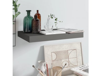 Plovoucí nástěnná police šedá vysoký lesk 40 x 23 x 3,8 cm MDF 323784