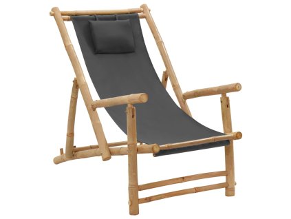 Lehátko bambus a plátno tmavě šedé 318595