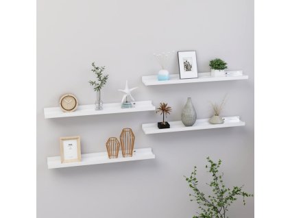 Nástěnné police 4 ks bílé s vysokým leskem 60 x 9 x 3 cm 326654