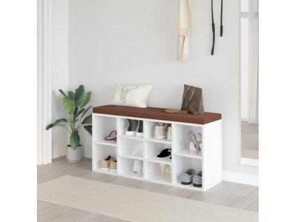 Botníková lavice bílá vysoký lesk 103x30x48 cm kompozitní dřevo