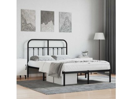 Kovový rám postele s čelem černý 120 x 200 cm 352576