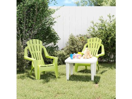 Zahradní židle 2 ks pro děti zelené 37x34x44 cm PP vzhled dřeva 364740