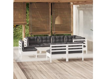 8dílná zahradní sedací souprava podušky bílá masivní borovice 3096467