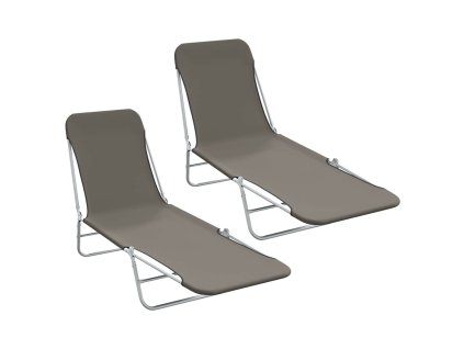 Skládací zahradní lehátka 2 ks ocel a látka šedá 44302