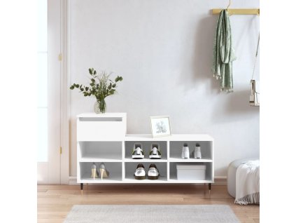 Botník bílý s vysokým leskem 102x36x60 cm kompozitní dřevo 831358