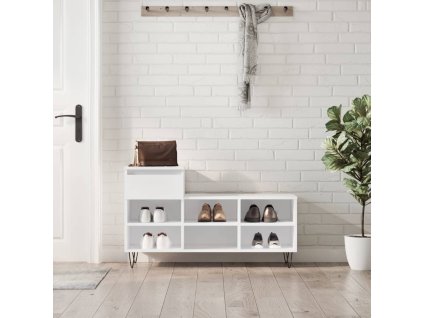 Botník bílý s vysokým leskem 102x36x60 cm kompozitní dřevo 831366