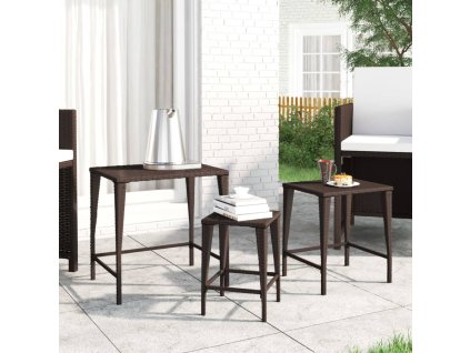 Hnízdové stolky 3 ks hnědé polyratan 319385