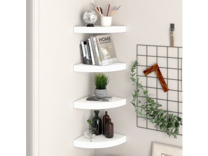 Plovoucí rohové police 4 ks bílé 25 x 25 x 3,8 cm MDF 323897