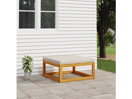 Zahradní podnožka světle šedá poduška masivní akáciové dřevo 360014